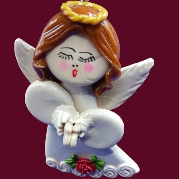 Ceramic little angel christmas ornament - Picture 2 of 3